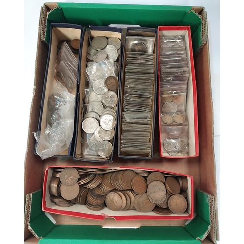 255 - A quantity of GB pre-decimal coins including pennies, etc. 