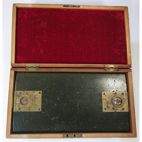 54 - A 19th century MAUCHLINE WARE box, the interior with adjustable level fitted brass latches, 30 x 16 ... 