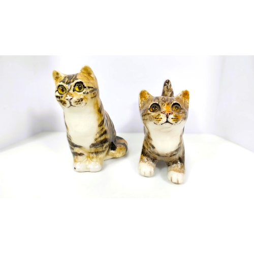 557 - Three Winstanley kittens, all with glass eyes, 2 standing, one seated, 2 size 1, one size 2 (this ha... 