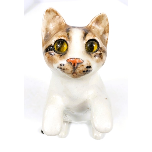 558 - A Winstanley cat, glass eyes, in 'begging' pose, signed, size 4