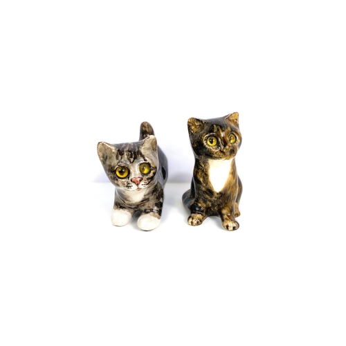 560 - Two Winstanley kittens, glass eyes, one seated, both signed, size 1