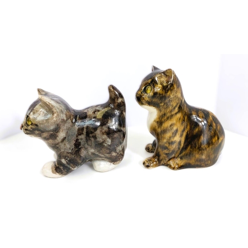 560 - Two Winstanley kittens, glass eyes, one seated, both signed, size 1