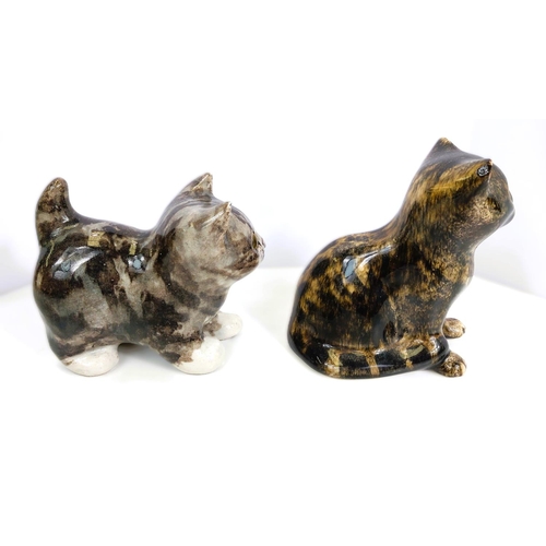 560 - Two Winstanley kittens, glass eyes, one seated, both signed, size 1