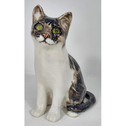 564 - 2 Winstanley cats, glass eyes, both seated, 1 x size 2, 1 x size 3, both signed.