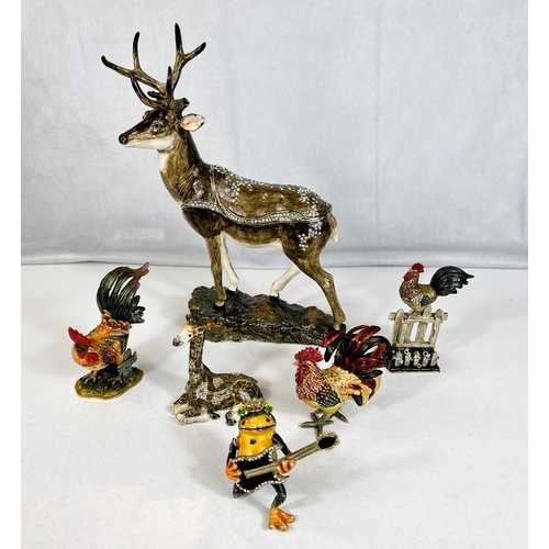 575 - Treasured Trinkets by Juliana:a large stag box with antlers and rhinestone decoration, ht. to tip of... 