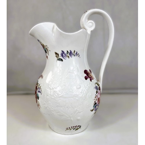 588 - A 19th century COPELAND and GARRETT FELSPAR PORCELAIN jug with hand enamelled floral decoration, 30c... 