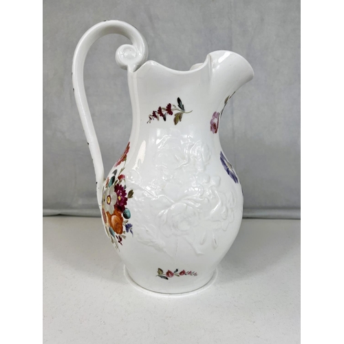 588 - A 19th century COPELAND and GARRETT FELSPAR PORCELAIN jug with hand enamelled floral decoration, 30c... 