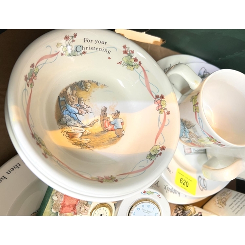 620 - Wedgwood and Royal Doulton children's cups, plates and bowls and 4 Thelwall eggcups; a Wedgwood Narc... 