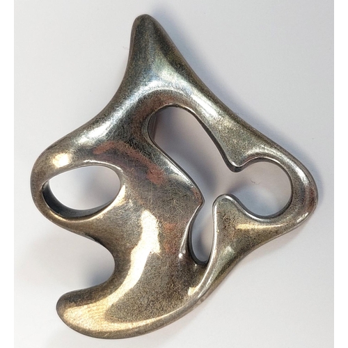 658 - GEORG JENSEN: a silver amoeba brooch No. 322; an Art Nouveau style square brooch with shell shape co... 