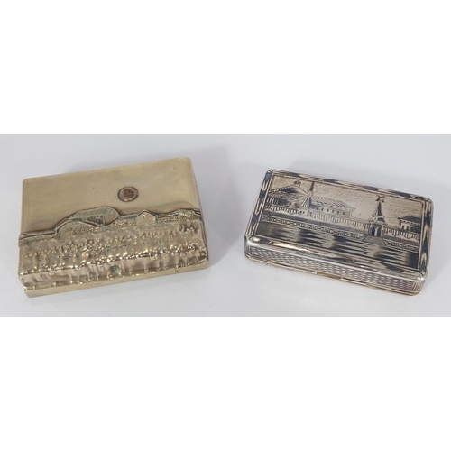 732 - A Russian 19th century 84 standard silver snuff box with Niello decoration, maker A.K., dates 1844, ... 