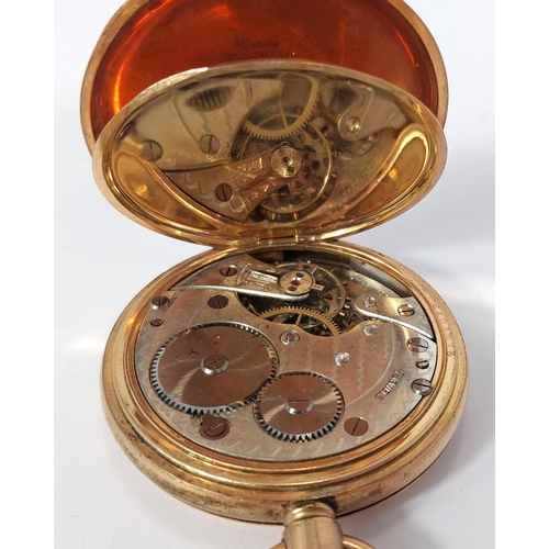 781 - A gilt cased Hunter pocket watch, the case stamped Illinois Watch Case Co USA and numbered 2404676 a... 