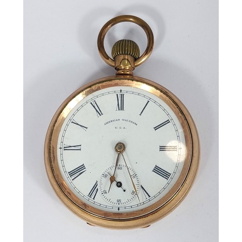 782 - A WALTHAM gilt cased pocket watch, movement numbered 10326541