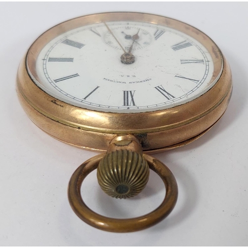 782 - A WALTHAM gilt cased pocket watch, movement numbered 10326541