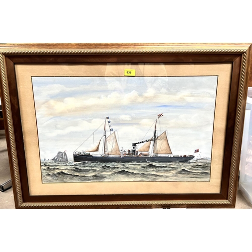 836 - J. Middleton (British late19/20th century) large gouache of a 'Chester' steamer ship, signed and dat... 