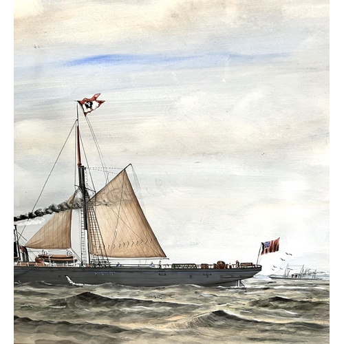 836 - J. Middleton (British late19/20th century) large gouache of a 'Chester' steamer ship, signed and dat... 