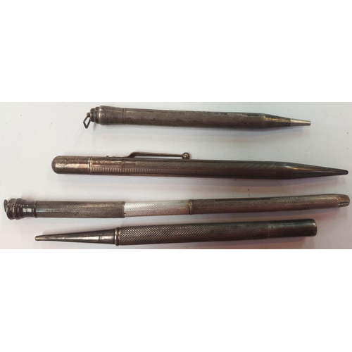 9 - 7 propelling pencils with silver or white metal cases