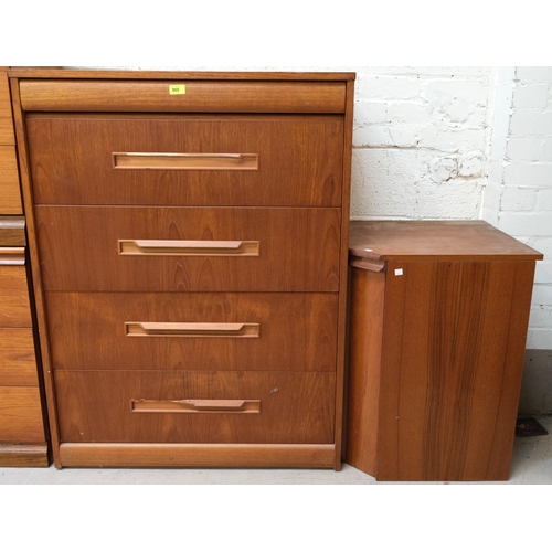 900A - A mid 20th century G-plan style Teak chest of drawers and a similar hinge lidded coner unit