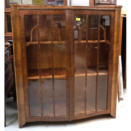 965 - A 19th century walnut, 2 door display cabinet.