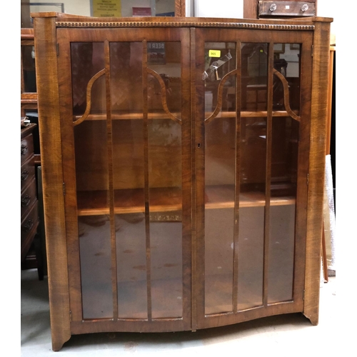 965 - A 19th century walnut, 2 door display cabinet.