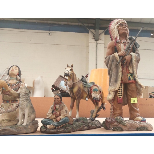 98 - 5 modern resin figures of Native Americans