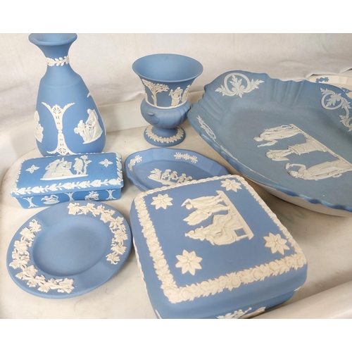 621 - A collection of Wedgwood Jasperware blue and white ceramics and other similar