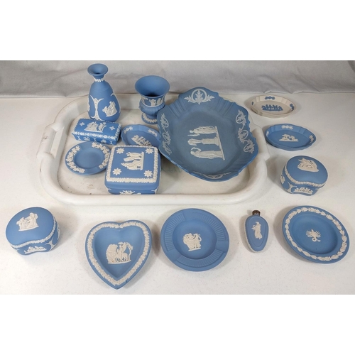 621 - A collection of Wedgwood Jasperware blue and white ceramics and other similar