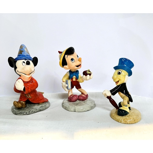 635 - Royal Doulton Limited Edition Disney characters, Pinocchio, Jiminy Cricket and Fantasia Mickey ... 