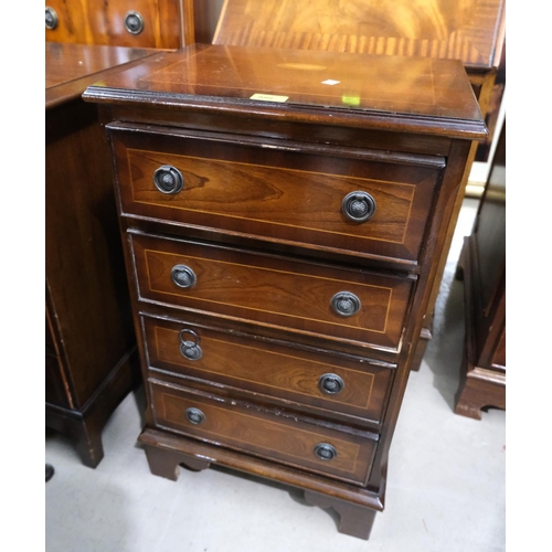 888 - A reproduction dwarf inlaid mahogany 4 height chest of drawers