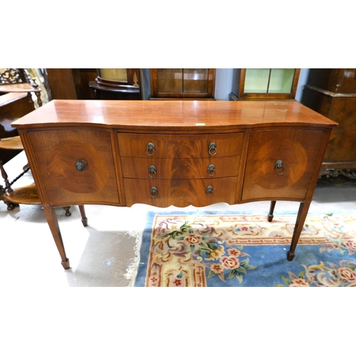 989 - A mahogany reproduction sideboard with two doors and three drawers