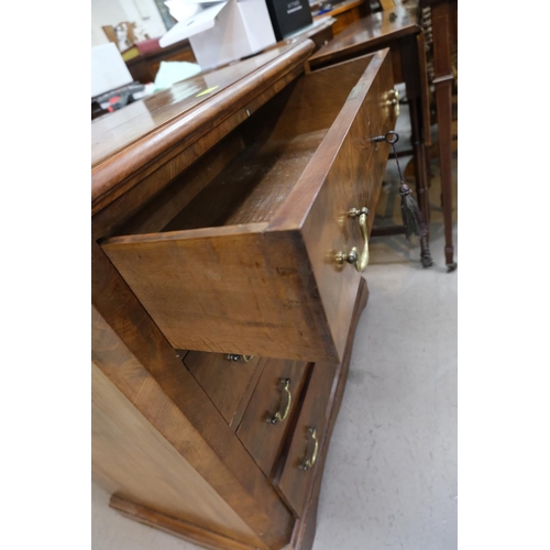 865 - A 19th century figural mahogany dwarf Bachelor's chest with 4 drawers, brass swan neck handles, cant... 