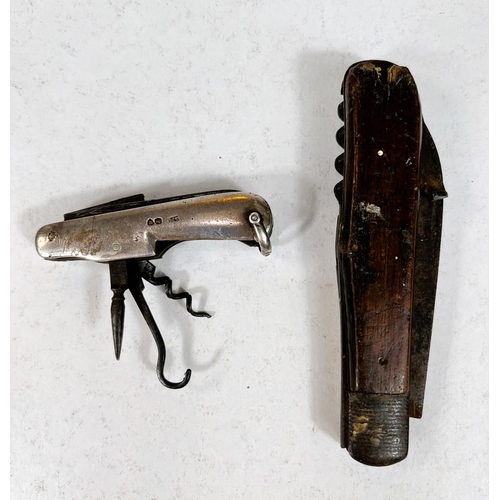 27A - A POCKETKNIFE, Victorian with silver sides, S.M> 1876 (blades a.f) and another