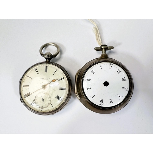 748 - A silver cased open face pocket watch, another a.f and small selection of parts