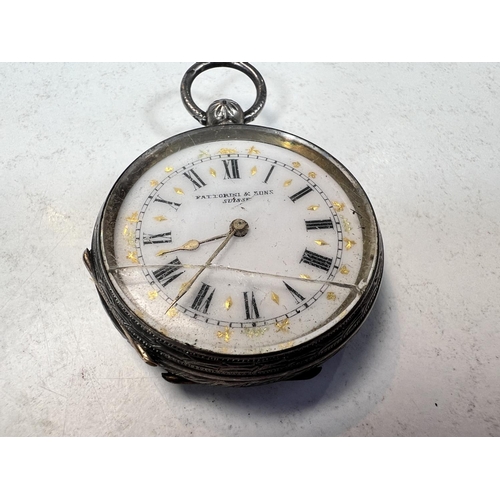 758 - A silver open face fob watch and two others 