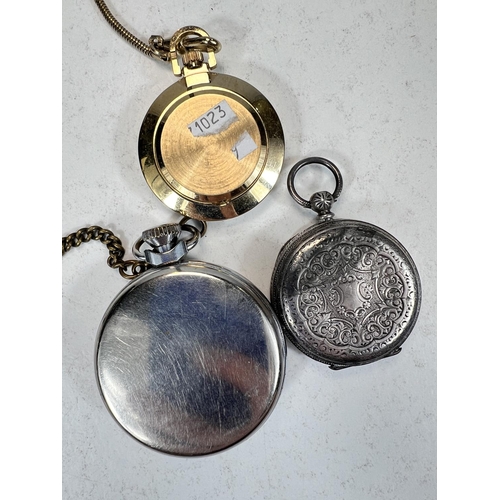 758 - A silver open face fob watch and two others 