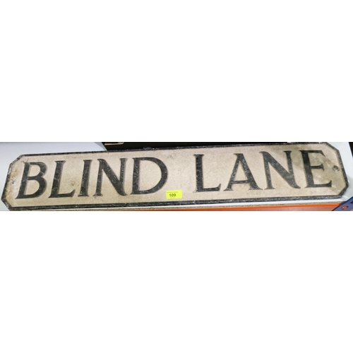 109 - A cast metal sign for Blind Lane; Portmeirion etc.