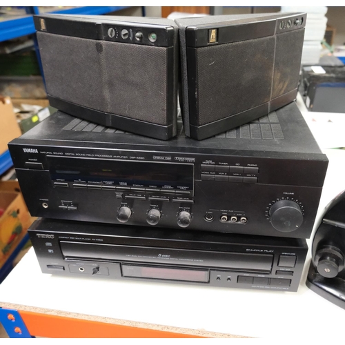 129A - A Teac 5 disc CD player, a Yamaha unit and two Acoustic Research speakers 