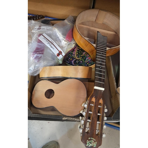 129C - A collection of unfinished ukulele bodies, mandolin bodies etc 