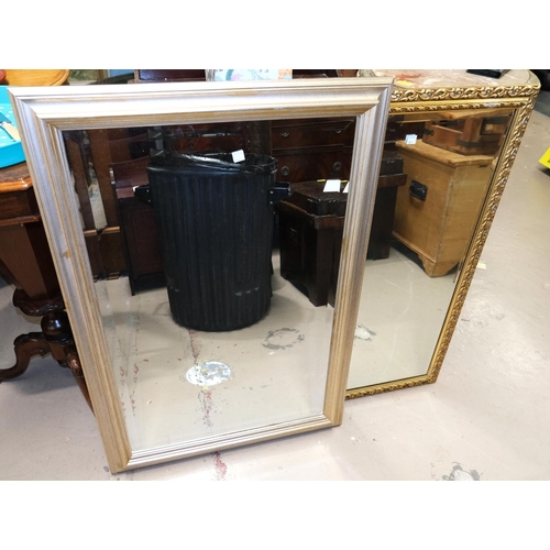 889 - Two rectangular gilt framed wall mirrors: a box seat mahogany stool on cabriole legs