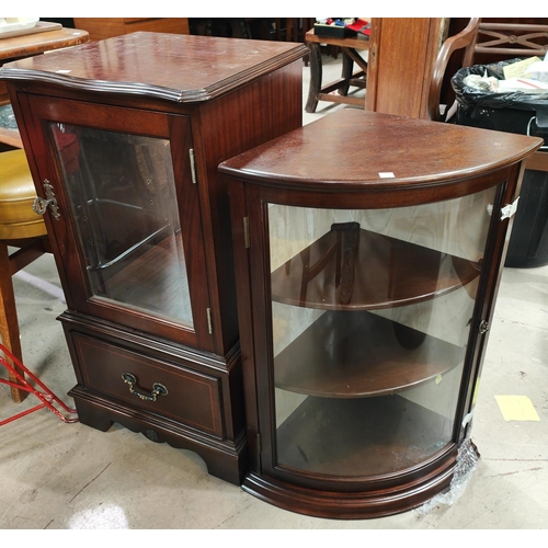 925 - A pair of period style mahogany CD cabinets and contents and a small similar display cabinet and a c... 