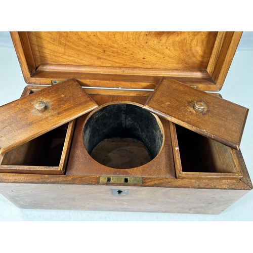 795 - A burr walnut tea caddy