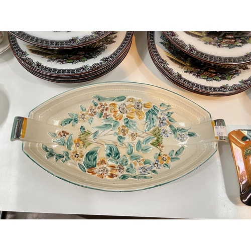 629 - A Clarice Cliff floral embossed dish, a Carltonware lustre ashtray, other Carltonware, Wedgwood and ... 