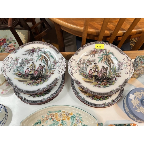 629 - A Clarice Cliff floral embossed dish, a Carltonware lustre ashtray, other Carltonware, Wedgwood and ... 