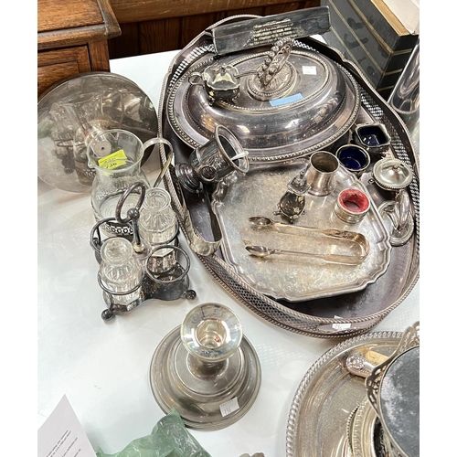 736 - A selection of silver plate inc. oval gallery tray etc