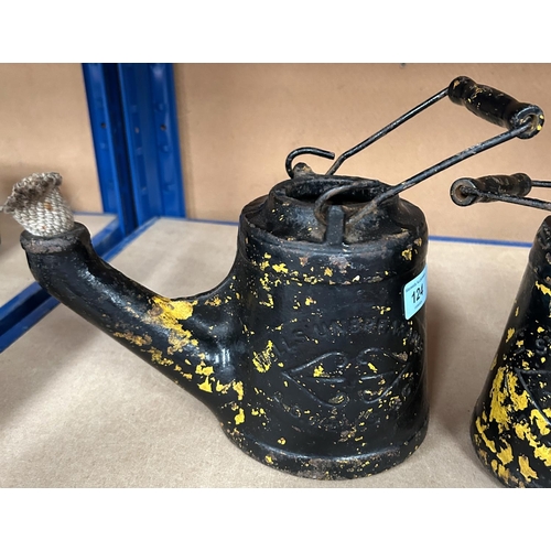 124 - A pair of A. C. Wells No 18 Flare Torch Kettle Lamps