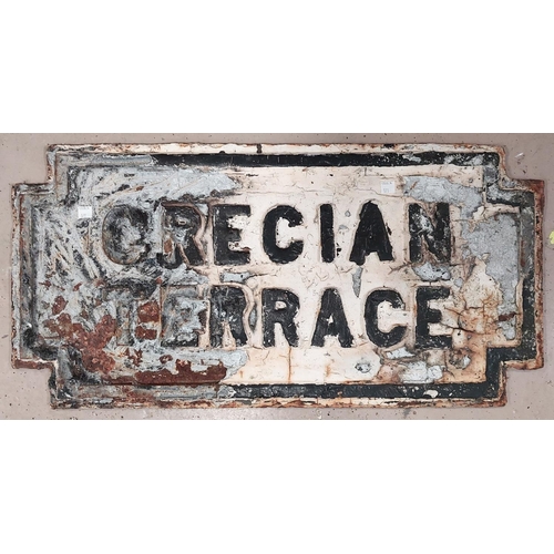 170B - A Victorian street sign from the Liverpool Docks area, Grecian Terrace, 33 x 64cm