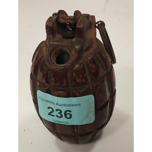 236 - An inert WWI mk 1 British Mills grenade, no. 5 