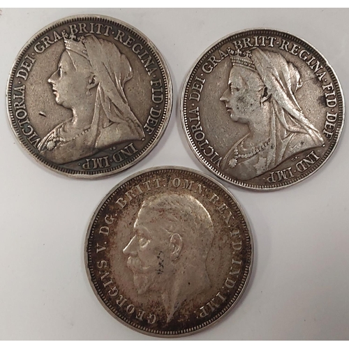 291 - 3 GB Silver Crowns.: 1893, 1895 and 1935.