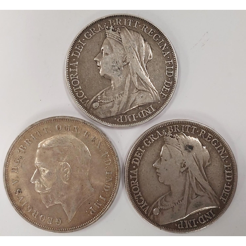 292 - 3 GB Silver Crowns:1894, 1899 and 1935.