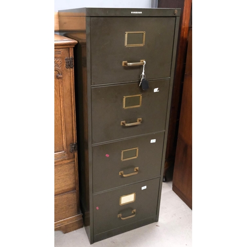 867 - A vintage Vickers four height office filing cabinet with key.