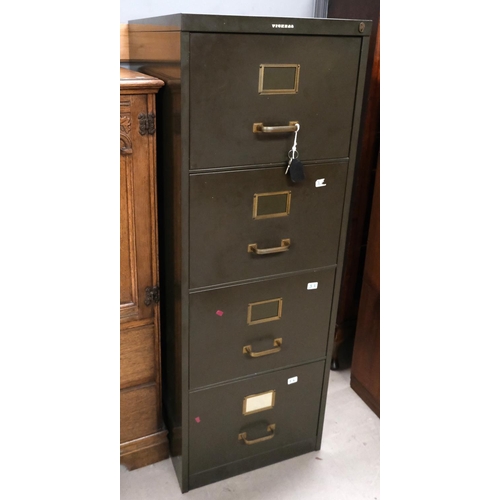 867 - A vintage Vickers four height office filing cabinet with key.